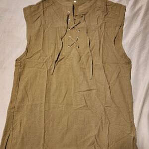 Sleeveless Lace-Up Army Green Top